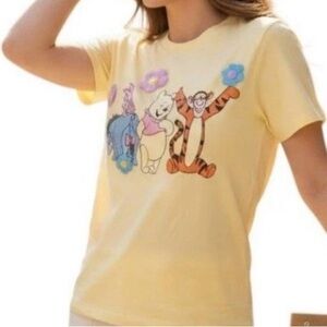 Disney Winnie the Pooh Friends Yellow High Low Crochet Tee Shirt size XXL